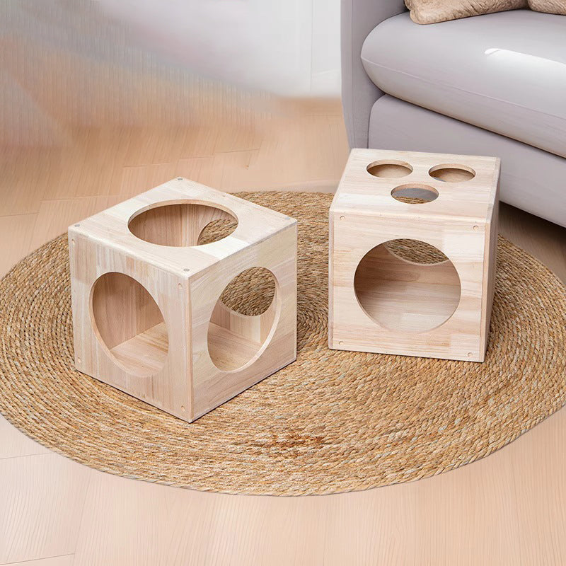 Lit rond carré en bois d&
