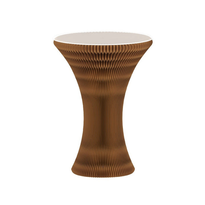 Contemporary Creative Kraft Paper PU Leather Acrylic Curved Round Side Table 1-Tier For Living Room
