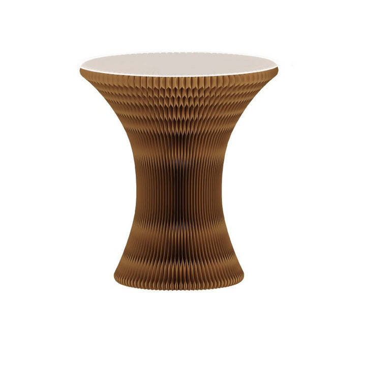 Contemporary Creative Kraft Paper PU Leather Acrylic Curved Round Side Table 1-Tier For Living Room