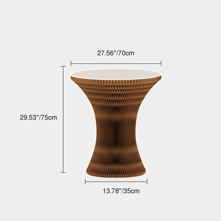 Contemporary Creative Kraft Paper PU Leather Acrylic Curved Round Side Table 1-Tier For Living Room