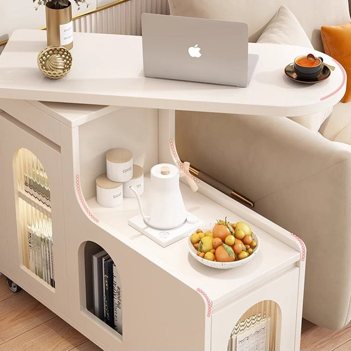 Table basse mobile rectangulaire arquée en verre et panneau de particules au design contemporain créatif avec 2 niveaux pour salon 