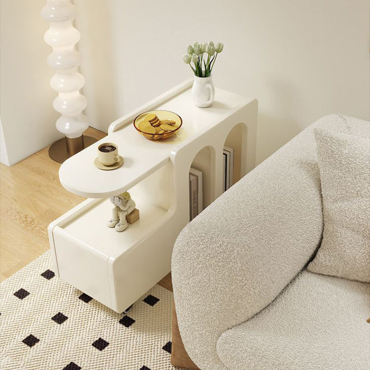 Table basse mobile carrée arquée et incurvée en bois d&