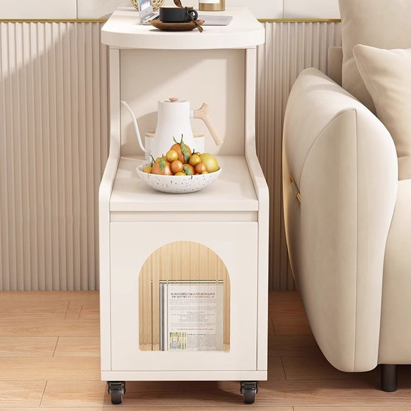 Table basse mobile rectangulaire arquée en verre et panneau de particules au design contemporain créatif avec 2 niveaux pour salon 