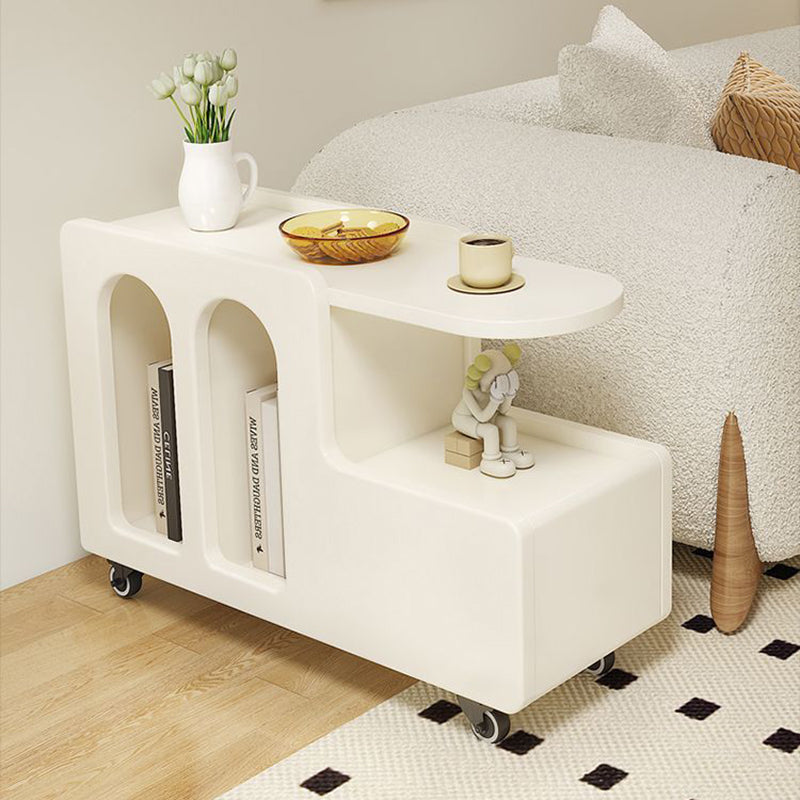 Table basse mobile carrée arquée et incurvée en bois d&