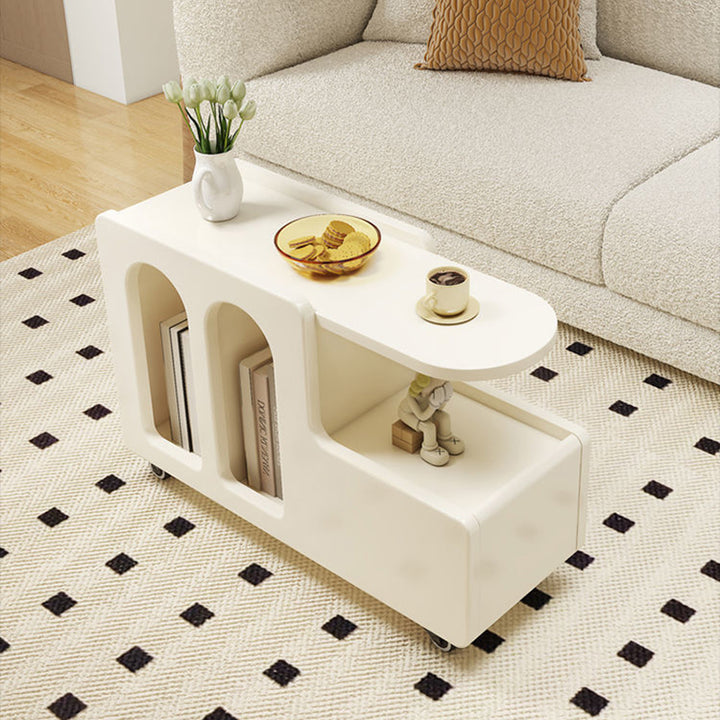Table basse mobile carrée arquée et incurvée en bois d&