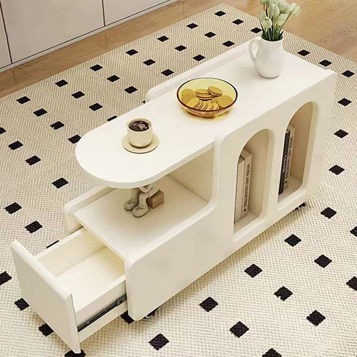 Table basse mobile carrée arquée et incurvée en bois d&