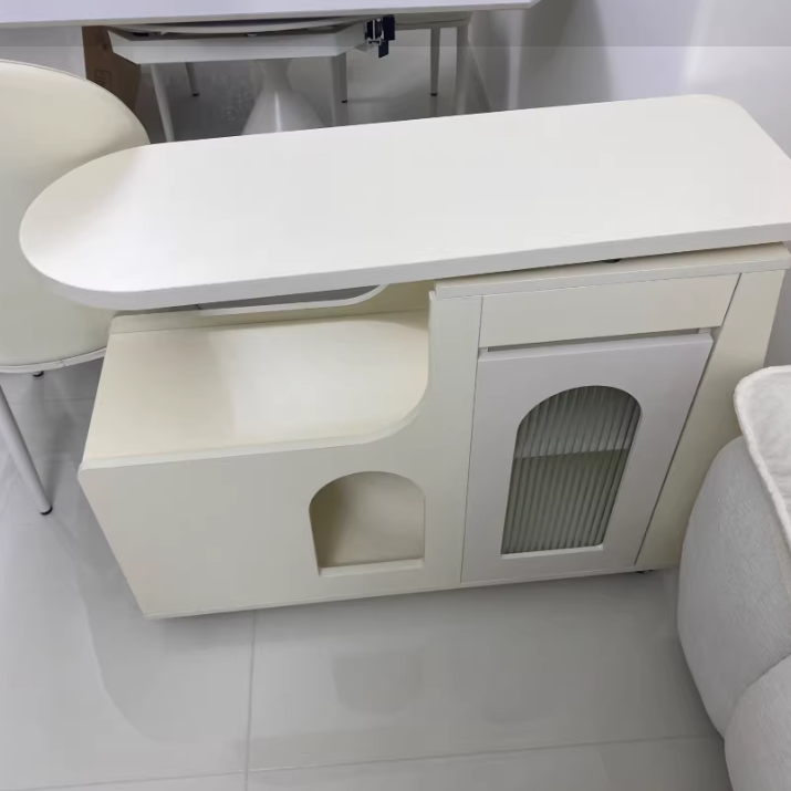 Table basse mobile rectangulaire arquée en verre et panneau de particules au design contemporain créatif avec 2 niveaux pour salon 