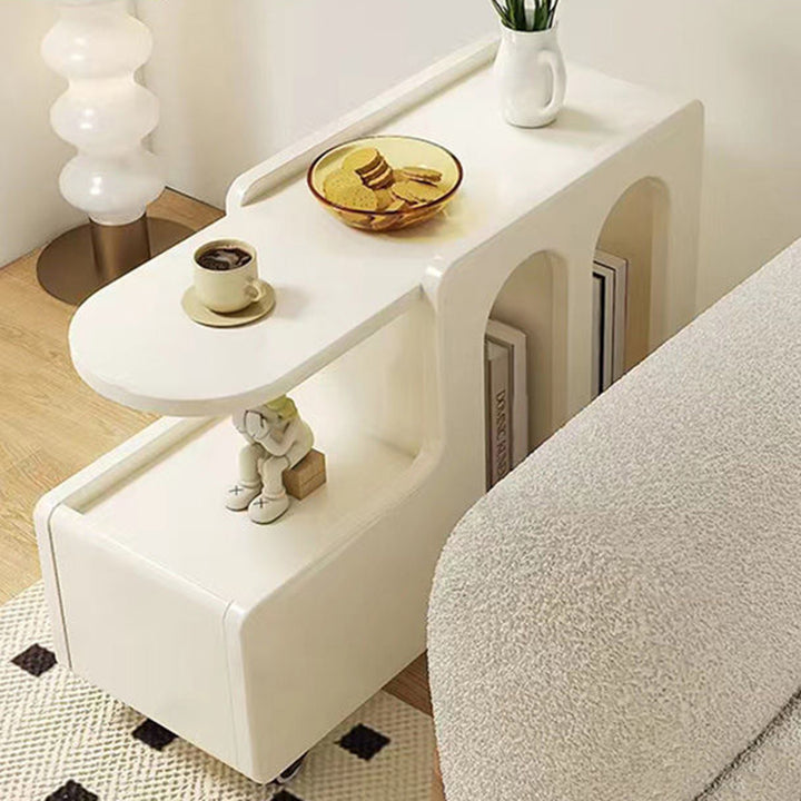 Table basse mobile carrée arquée et incurvée en bois d&