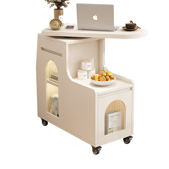 Table basse mobile rectangulaire arquée en verre et panneau de particules au design contemporain créatif avec 2 niveaux pour salon 