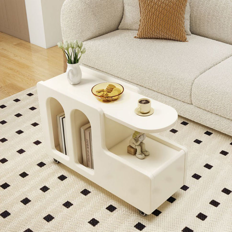 Table basse mobile carrée arquée et incurvée en bois d&