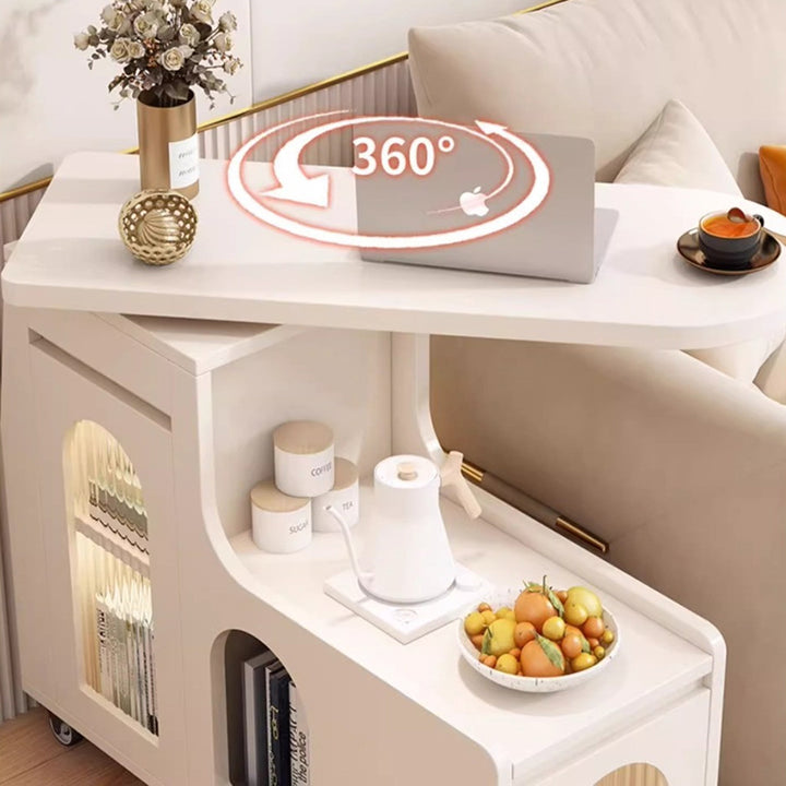 Table basse mobile rectangulaire arquée en verre et panneau de particules au design contemporain créatif avec 2 niveaux pour salon 