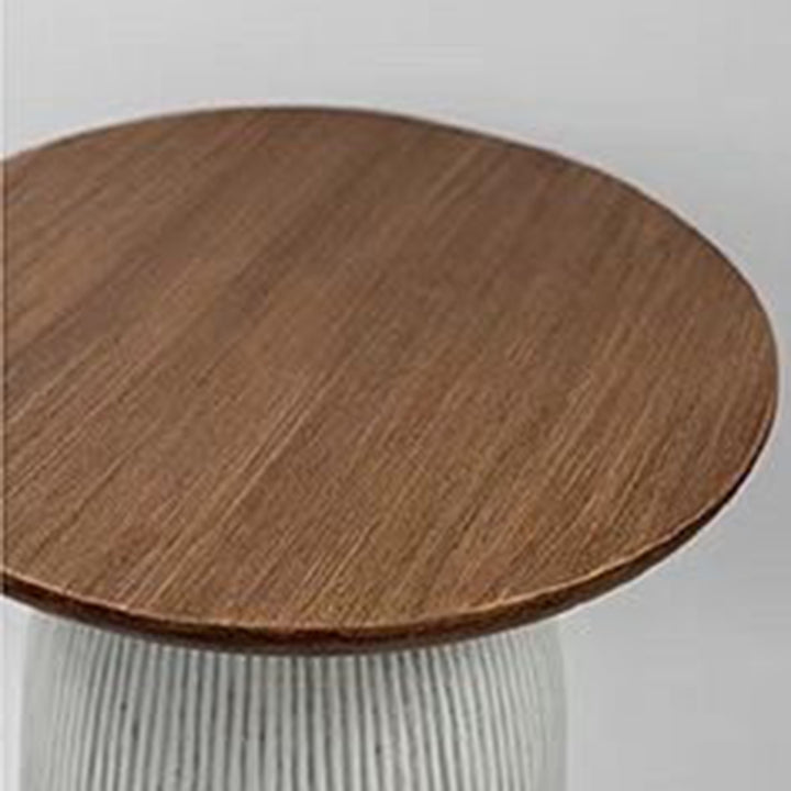 Contemporary Scandinavian Magnesium Oxide Round Textured Cylindrical Coffee Table 1-Tier For Living Room