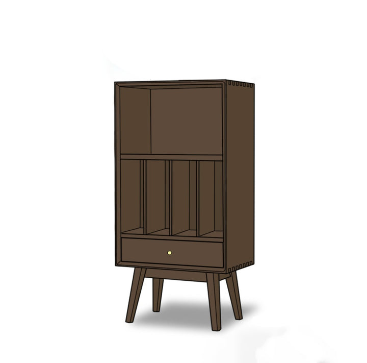 Étagère de rangement rectangulaire cylindrique en bois de pin japonais traditionnel avec tiroir pour salon 