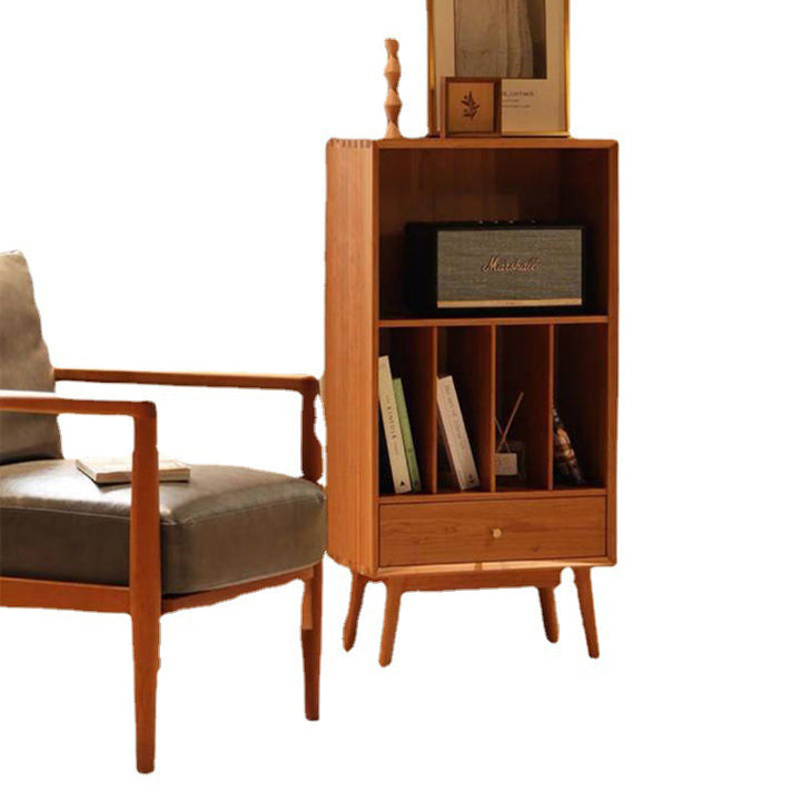 Étagère de rangement rectangulaire cylindrique en bois de pin japonais traditionnel avec tiroir pour salon 