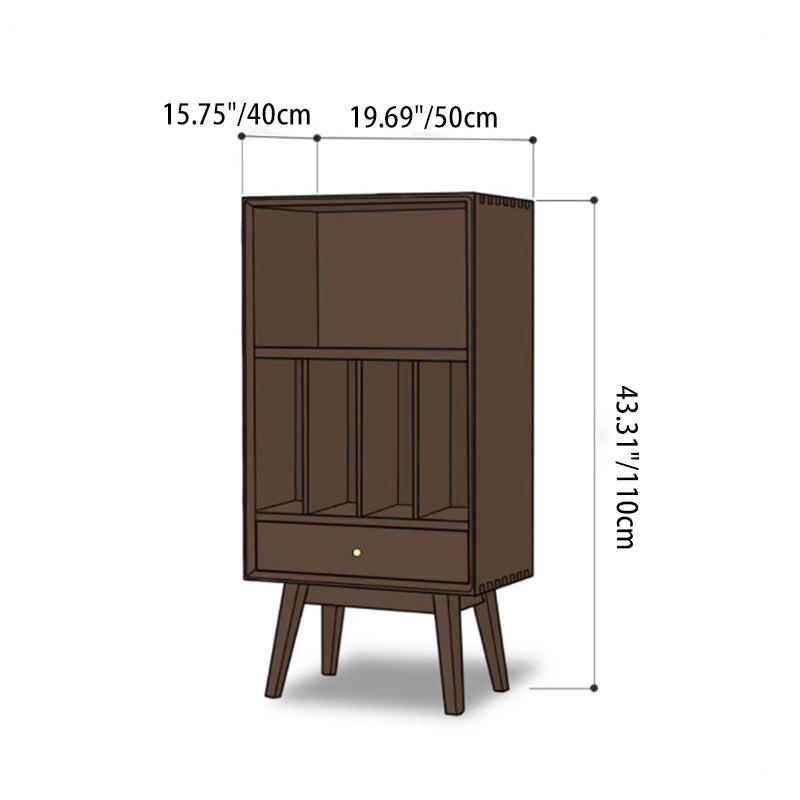 Étagère de rangement rectangulaire cylindrique en bois de pin japonais traditionnel avec tiroir pour salon 