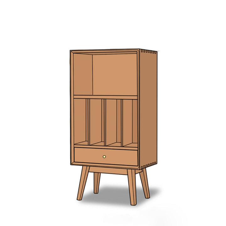 Étagère de rangement rectangulaire cylindrique en bois de pin japonais traditionnel avec tiroir pour salon 