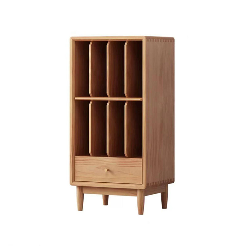 Étagère de rangement rectangulaire cylindrique en bois de pin japonais traditionnel avec tiroir pour salon 