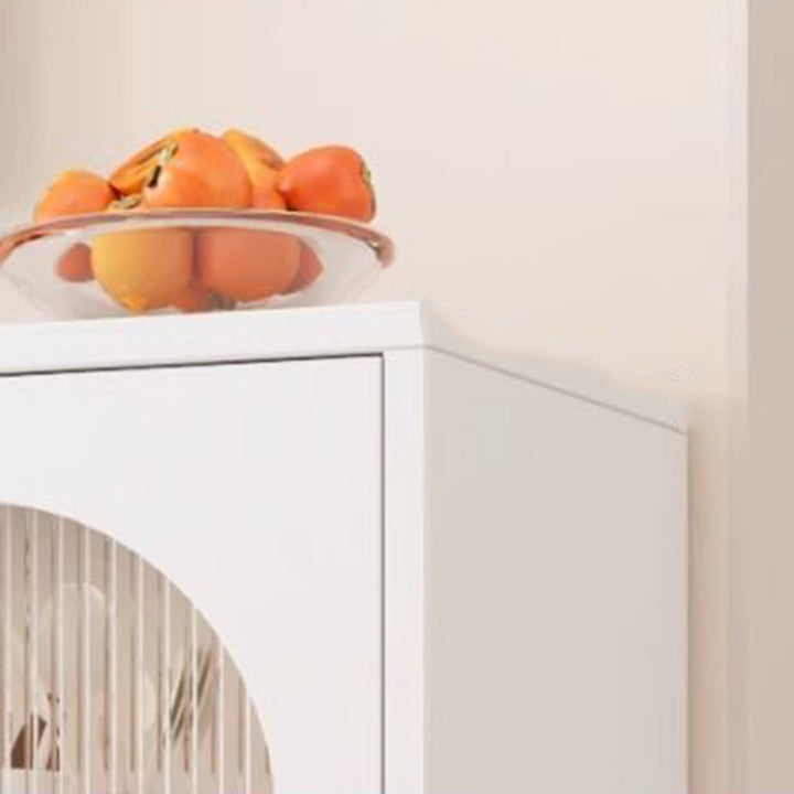 Traditional Chinese PC Sun Panel Cold Rolled Steel Arched Textured Rectangular Storage Cabinet 3-Tier For Living Room