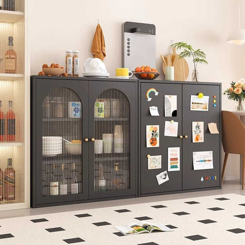 Traditional Chinese PC Sun Panel Cold Rolled Steel Arched Textured Rectangular Storage Cabinet 3-Tier For Living Room