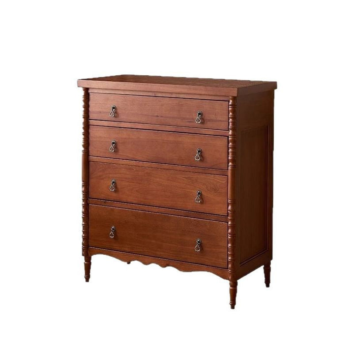 Traditional French Ash Wood Round Rectangular Storage Cabinet 4 Drawers For Living Room