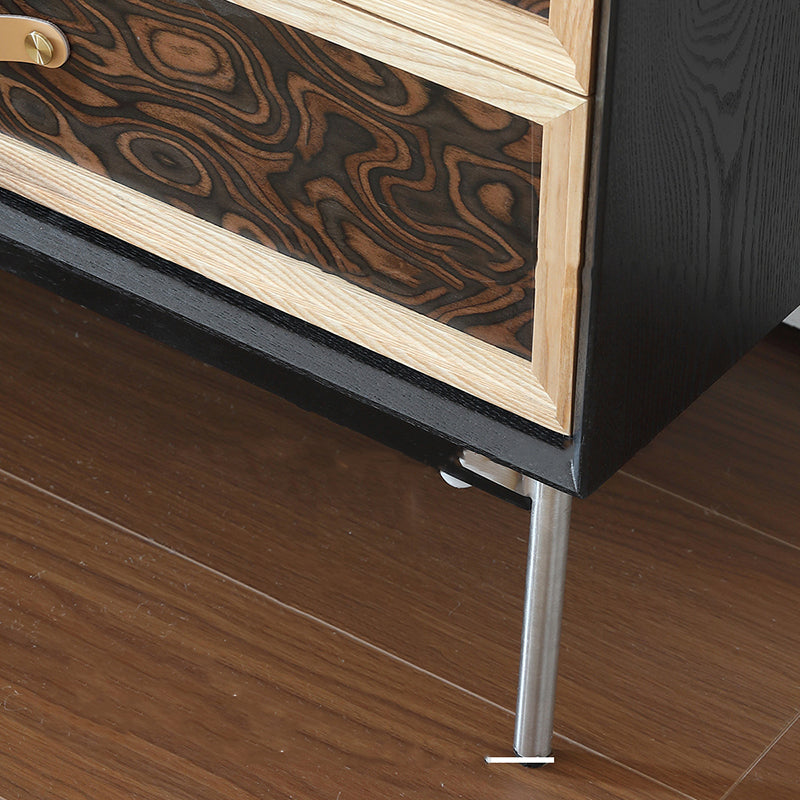 Traditional French Multi-layer Solid Wood Stainless Steel Rectangular Storage Cabinet 6-Drawer For Living Room