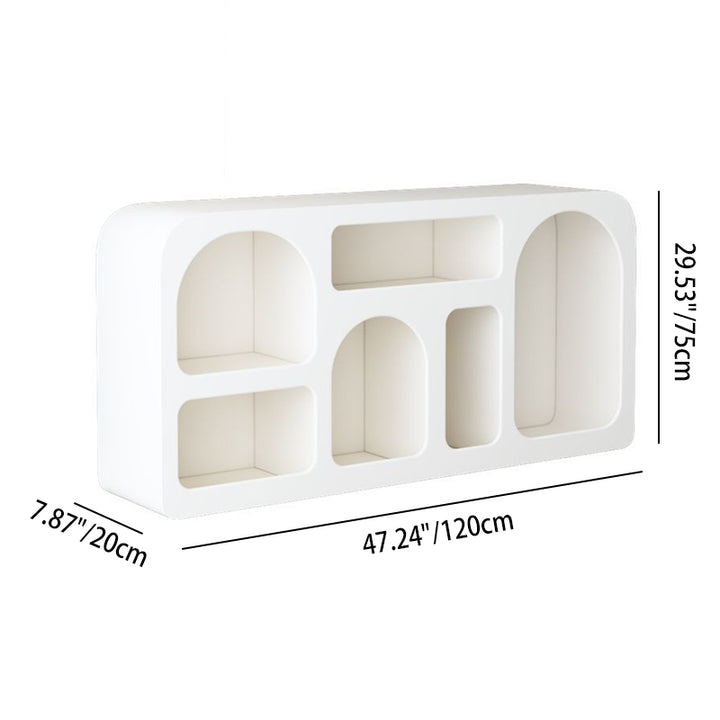 Armoire de rangement rectangulaire arrondie arquée en bois d’ingénierie, minimaliste moderne, à 6 portes, pour salon 