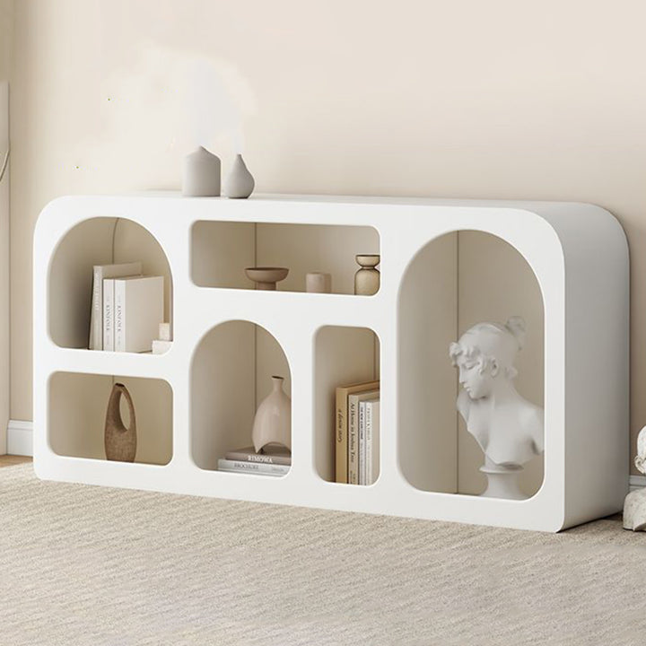 Armoire de rangement rectangulaire arrondie arquée en bois d’ingénierie, minimaliste moderne, à 6 portes, pour salon 