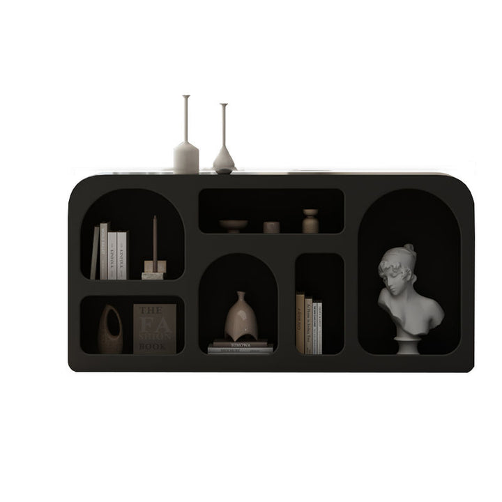 Moderner minimalistischer Schrank aus Holz mit gewölbtem, abgerundetem, rechteckigem Stauraum, 6 Schränke für das Wohnzimmer 