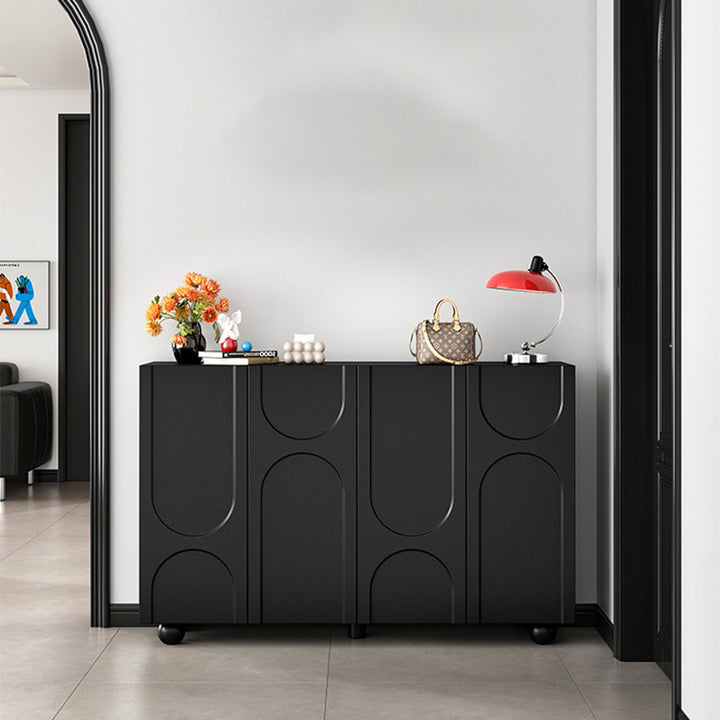 Traditioneller französischer rechteckiger Schuhschrank aus MDF mit geschwungenen Kugeldetails, 5 Ebenen, für das Wohnzimmer 