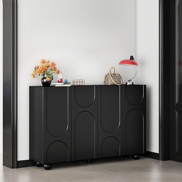 Traditioneller französischer rechteckiger Schuhschrank aus MDF mit geschwungenen Kugeldetails, 5 Ebenen, für das Wohnzimmer 