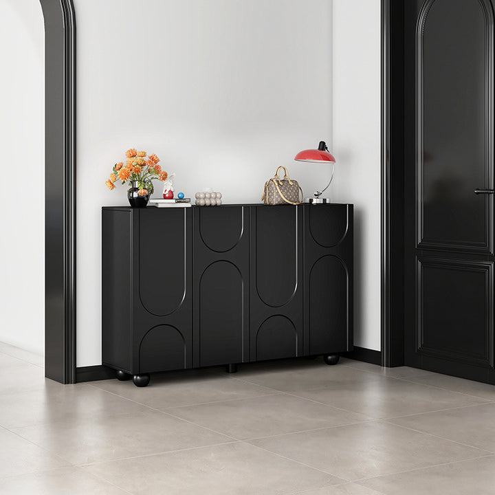 Traditioneller französischer rechteckiger Schuhschrank aus MDF mit geschwungenen Kugeldetails, 5 Ebenen, für das Wohnzimmer 
