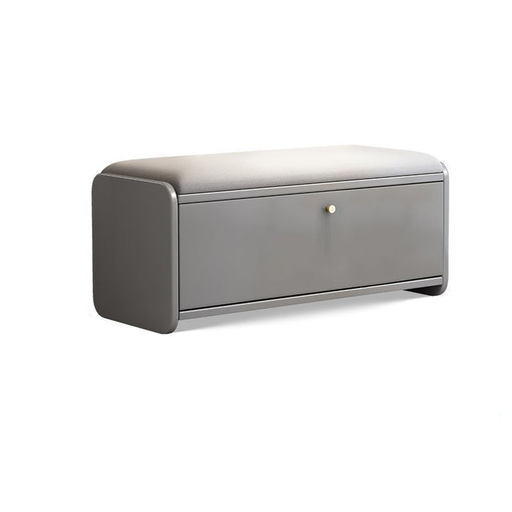 Contemporary Scandinavian Eco-board Linen Rounded Rectangular Shoe Bench 2-Tier For Living Room