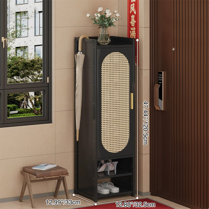 Traditionelle chinesische MDF Bambus Faux Rattan Durchbruch Rechteckiger Schuhspeicher 6/7/8/9-Speicher für Wohnzimmer 