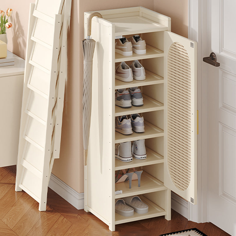 Traditionelle chinesische MDF Bambus Faux Rattan Durchbruch Rechteckiger Schuhspeicher 6/7/8/9-Speicher für Wohnzimmer 
