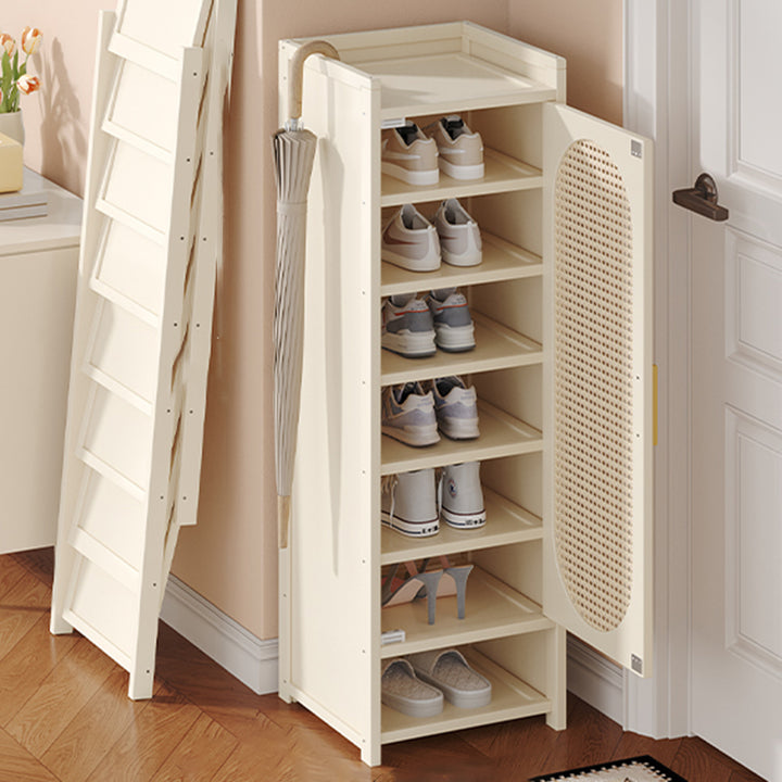 Traditionelle chinesische MDF Bambus Faux Rattan Durchbruch Rechteckiger Schuhspeicher 6/7/8/9-Speicher für Wohnzimmer 