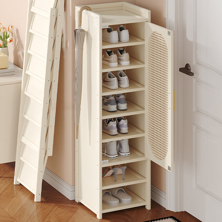Traditionelle chinesische MDF Bambus Faux Rattan Durchbruch Rechteckiger Schuhspeicher 6/7/8/9-Speicher für Wohnzimmer 