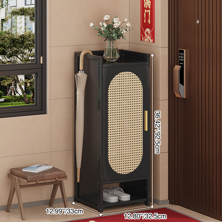 Traditionelle chinesische MDF Bambus Faux Rattan Durchbruch Rechteckiger Schuhspeicher 6/7/8/9-Speicher für Wohnzimmer 