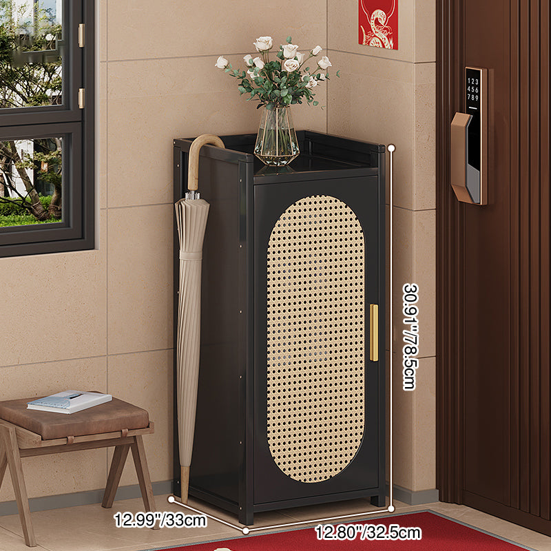 Traditionelle chinesische MDF Bambus Faux Rattan Durchbruch Rechteckiger Schuhspeicher 6/7/8/9-Speicher für Wohnzimmer 