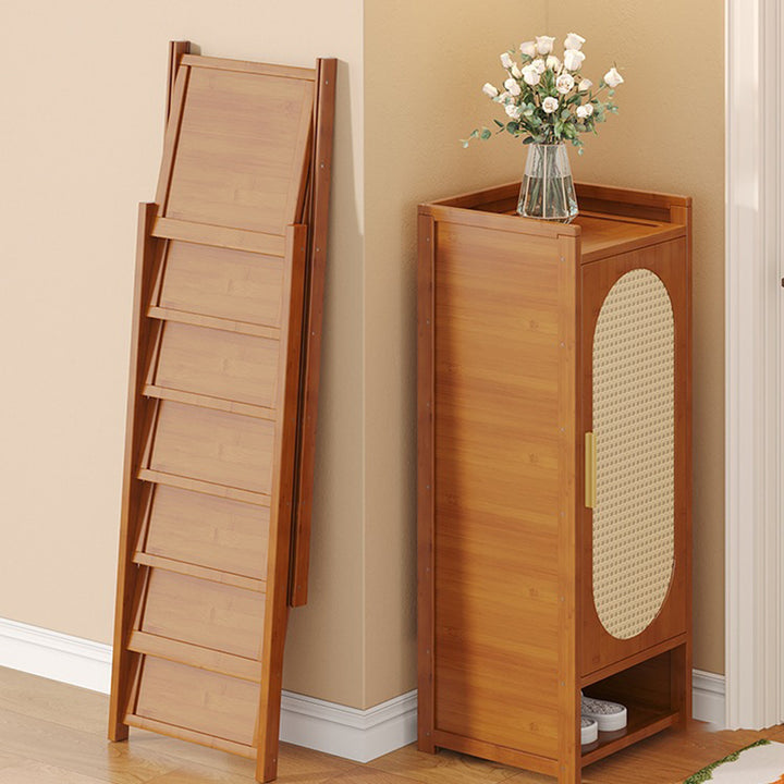 Traditionelle chinesische MDF Bambus Faux Rattan Durchbruch Rechteckiger Schuhspeicher 6/7/8/9-Speicher für Wohnzimmer 