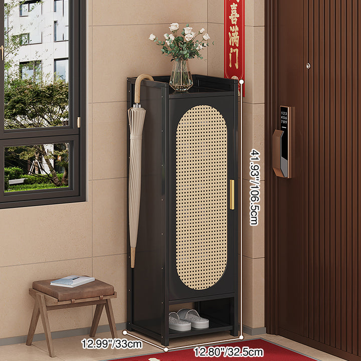 Traditionelle chinesische MDF Bambus Faux Rattan Durchbruch Rechteckiger Schuhspeicher 6/7/8/9-Speicher für Wohnzimmer 