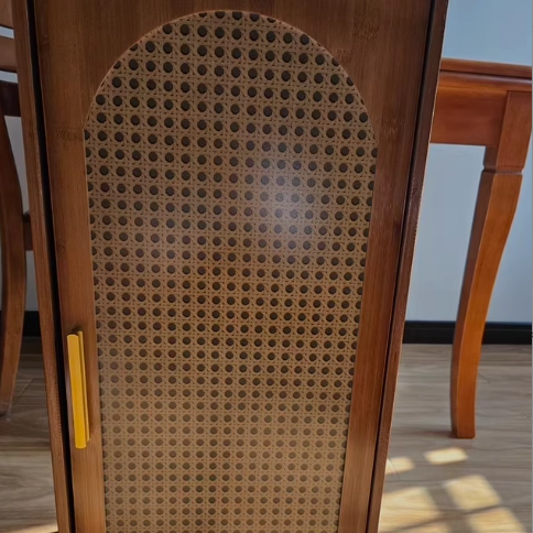 Traditionelle chinesische MDF Bambus Faux Rattan Durchbruch Rechteckiger Schuhspeicher 6/7/8/9-Speicher für Wohnzimmer 