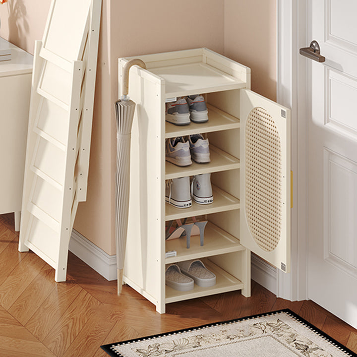 Traditionelle chinesische MDF Bambus Faux Rattan Durchbruch Rechteckiger Schuhspeicher 6/7/8/9-Speicher für Wohnzimmer 