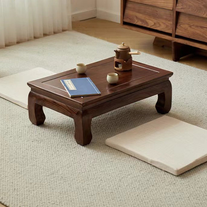 Traditional Chinese Elm Wood Rectangular Coffee Table 1-Tier For Living Room