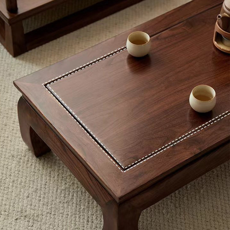 Traditional Chinese Elm Wood Rectangular Coffee Table 1-Tier For Living Room