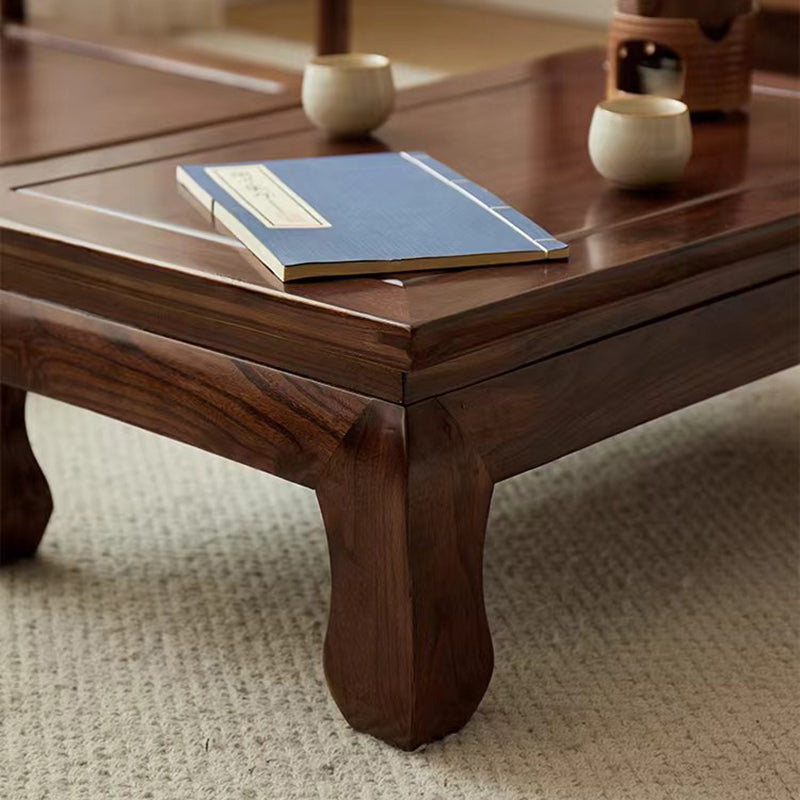 Traditional Chinese Elm Wood Rectangular Coffee Table 1-Tier For Living Room