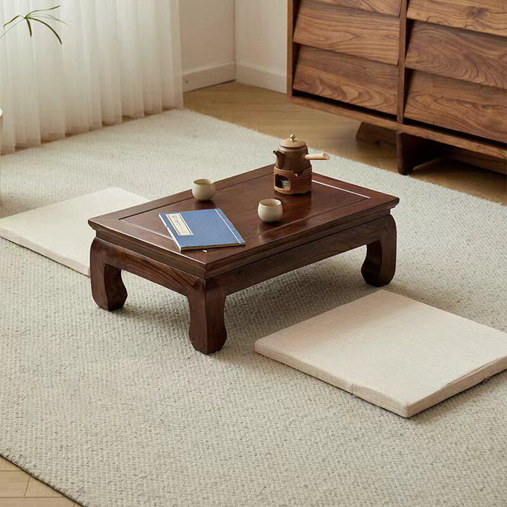 Traditional Chinese Elm Wood Rectangular Coffee Table 1-Tier For Living Room