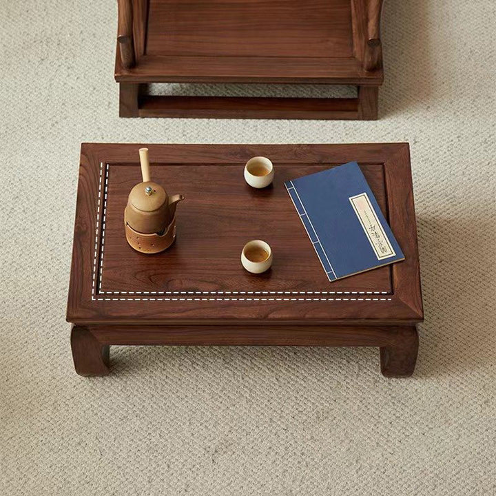 Traditional Chinese Elm Wood Rectangular Coffee Table 1-Tier For Living Room