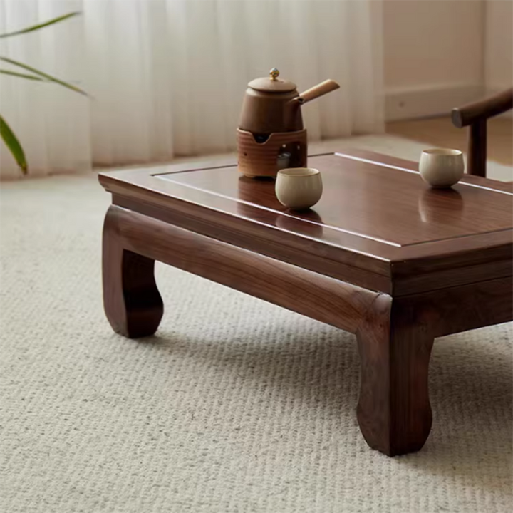 Traditional Chinese Elm Wood Rectangular Coffee Table 1-Tier For Living Room