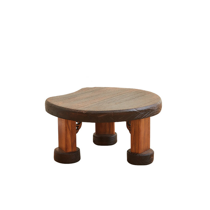 Traditioneller japanischer rechteckiger Couchtisch aus massivem Holz in Halbmondform mit 1 Ebene für das Wohnzimmer 