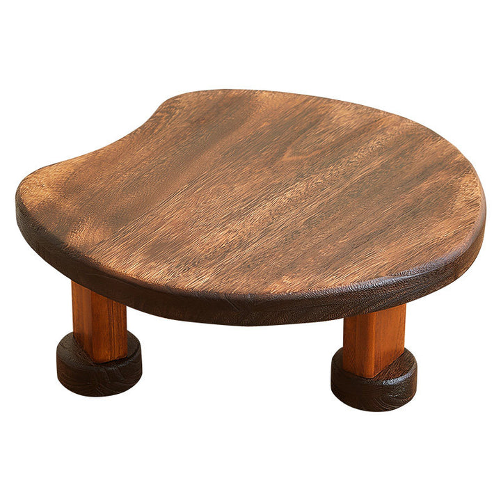 Traditioneller japanischer rechteckiger Couchtisch aus massivem Holz in Halbmondform mit 1 Ebene für das Wohnzimmer 